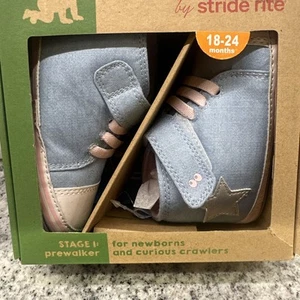 Nuevo SURPRIZE By STRIDE RITE Bebé Niña Tenis Azul Denim Talla 18-24 Meses - Imagen 1 de 4