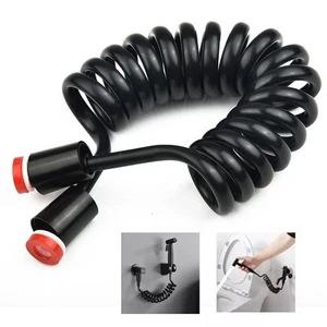 Tuyau d'extension de douche rétractable flexible sûr tuyau de douche 2M noir P - Photo 1/12