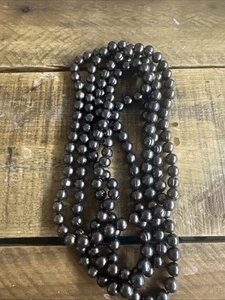 Vintage Estate 31” Natural Pearl Necklace Endless Strand Deep Gray - Picture 1 of 5