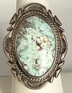 Thomas Francisco Native American Sterling Silver / 925 Turquoise Ring Size 8.25 - Picture 1 of 12