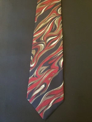 Barrington Men’s Neck Tie 100% SILK w/ Blue Red Cream &  Brown 4” WIdth - Image 1 of 4