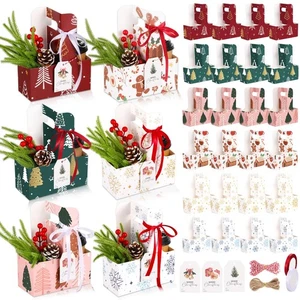 24 bolsas de papel de regalo de Navidad portador de bebidas con asa 2 tazas de jengibre... - Imagen 1 de 7