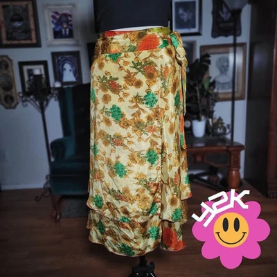 Falda midi envolvente floral vintage Y2K bohemia con volantes en capas lazo cintura Foto 1 de 4