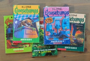 5pk MONSTER BLOOD 1, 2, 3, IV, Breakfast Set Lot RL STINE Goosebumps Vintage - Picture 1 of 6