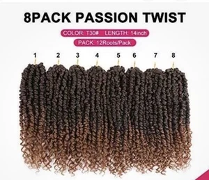 Paquetes de 8 ganchillo Passion Twist Hair de 18 pulgadas (350#) - Imagen 1 de 8