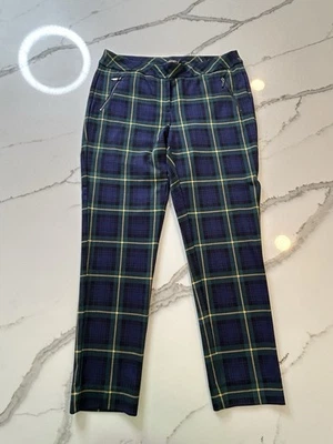 Pantalón J. McLaughlin Ross Azul Marino, Verde y Dorado Regimiento Cuadros Talla 10 Nuevo con Etiquetas $178 Foto 1 de 4