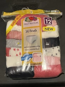 Fruit of the Loom Girls' Eversoft Brief Underwear, 14 Pack, Size 12 #189 - Picture 1 of 2