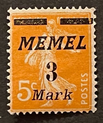 Travelstamps: Germany France Memel Stamps 3 Mark on 5c, Mint MOGH - Image 1 of 4