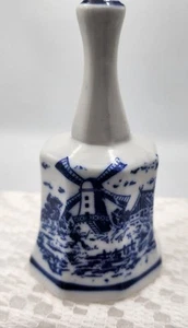 Bell with Blue Dutch Windmill, hand painted design - Picture 1 of 7