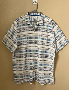 Camisa Tommy Bahama Mezcla Seda Para Hombres XL Azul Turquesa Suroeste Rayas Lavable - Imagen 1 de 7