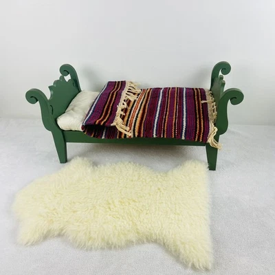 Josefina Sleigh Bed and Bedding American Girl Blanket Sheepskin Set Pleasant Co - Image 1 of 4