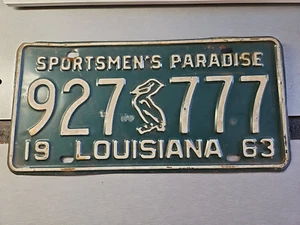 1963 Louisiana License Plate Pelican "Sportsmen's Paradise" (Lot 1447) - Picture 1 of 7