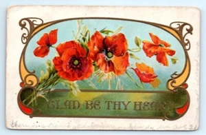 Vintage antiker Glad be Thy Heart geprägter Blumenstempel Mohnblumen A8 - Bild 1 von 2