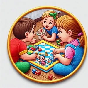 Spiel Nacht Aufnäher bedruckt bestickt Aufbügeln Applikation Familie Nacht Erinnerungen Liebe - Bild 1 von 11