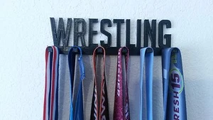 WRESTLING MEDAL RACK SPORTS DISPLAY HOLDER HANGER SCHOOL SPORTS - Picture 1 of 8