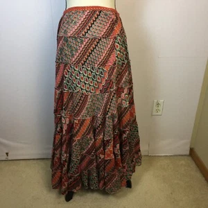 Bila A-Linie Rock Gr. M Damen orange Patchwork Stufen Gypsy Boho Western 90er - Bild 1 von 15