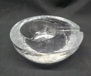 Swedish Glass MCM Chunky Textured Ashtray 1970s 5x2 Inch - Picture 1 of 21