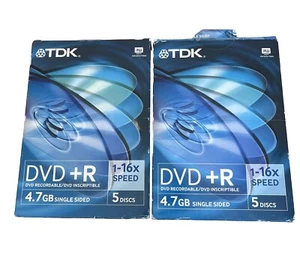 TDK DVD+R 4.7GB 1-16x speed Pack of 10 Discs Sealed New - Picture 1 of 7