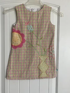 Pippa & Minnow Plaid Striped Sleeveless Floral Colorful Appliquéd Dress Size 4T - Picture 1 of 5