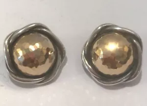 ❤PENDIENTES DE CÚPULA MARTILLADA ORO PLATA 14K RETIRADO CLIP FRANCÉS❤ - Imagen 1 de 6