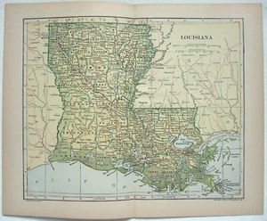 Louisiana - Original 1910 Map by Dodd Mead & Company. Antique - Picture 1 of 3