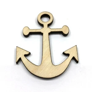 Anchor Navy - Laser Cut Out Unfinished Wood Shape Craft Supply - Picture 1 of 1