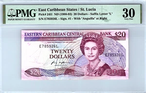 East Caribbean States 20 Dollars 1988-93 Pick 24l1 PMG 30 Very Fine - Picture 1 of 12