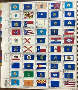 Full Stamp Sheet 13 Cent Bicentennial Flags SC# 1633-82 MNH - Picture 1 of 1