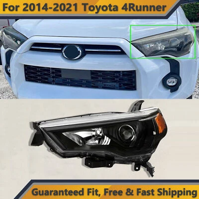 Front Headlight Replacement For 2014 2021 Toyota 4Runner Black Halogen Left 1pc - Image 1 of 4