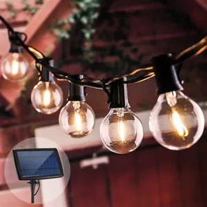 G40 Solar String Lights Waterproof LED Indoor/Outdoor 10/25 Bulbs Garden Decor - Picture 1 of 12