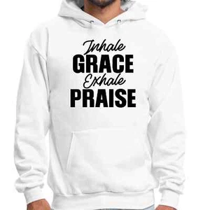 Herren Grafik Hoodie Einatmen Grace Ausatmen Lob schwarz Illustration - Bild 1 von 12