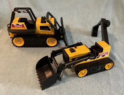 Juego de 2 excavadoras/azada trasera y cargador frontal Tonka Vintage 1999 de metal y plástico Foto 1 de 4