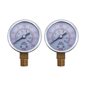 2 pcs Air Compressor Pressure Gauge 0-200 PSI 1/4" NPT Side Mount 2" Face - Picture 1 of 4