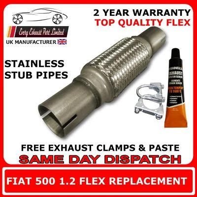Fiat 500 1.2 2007-2015 Exhaust Repair Flexi Flex Replacement for Front Pipe - Image 1 of 2