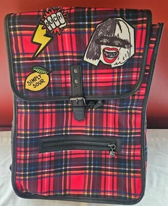 Disney Cruella DeVil Backpack, Red Plaid, Full Size With Patches. NWOT - Picture 1 of 7