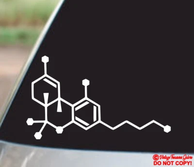 THC MOLECULE Vinyl Decal Car Rear Window Wall Bumper MARIJUANA WEED DOPE POT JDM - Image 1 of 2