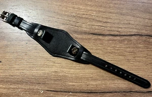 10mm black leather WW1 WW2 war pilot army military trench watch band bund strap - Picture 1 of 2