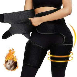 High Waist Trainer Thigh Trimmer, 3 in 1 Body Shaper Weight Loss Butt Black - Picture 1 of 6