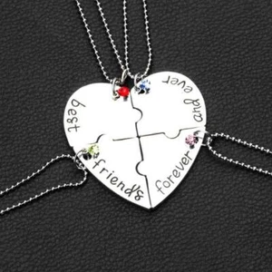 Fashion 4x BFF Friendship Jewelry for Girls Heart Shape Puzzle Matching Necklace - Picture 1 of 7
