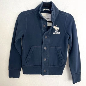Abercrombie Kids Boys Small Navy Blue Muscle Fit Jacket With Embroidered Logo - Picture 1 of 6