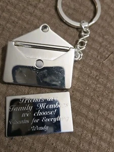 Letter Envelope Keychain Silvertone Metal Keyring To Wendy: Friends See Pics C77 - Picture 1 of 5