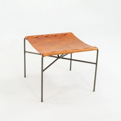 Gratz Industries Laverne TG-19 Sling Ottoman in Tan Leather with Bronze Frame - Image 1 of 4