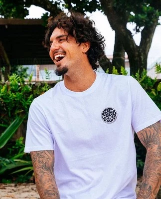 Rip Curl Wettie Icon SS Mens T-Shirt White - Imagen 1 de 4