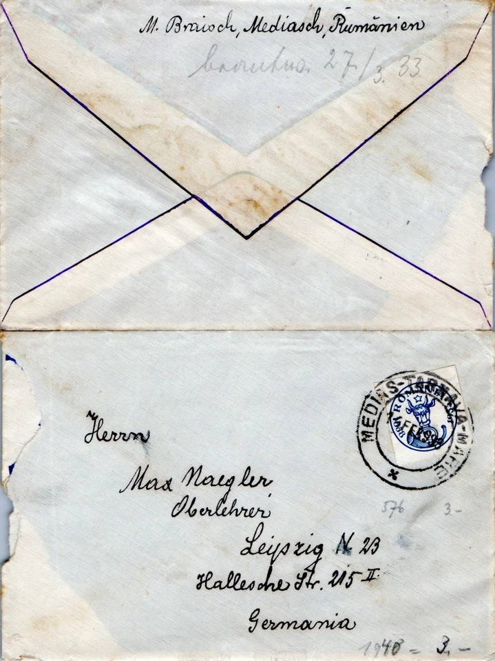 RUMANIA CUBIERTA ANTIGUA 1933 MEDIOS (A17/85) Foto 1 de 1