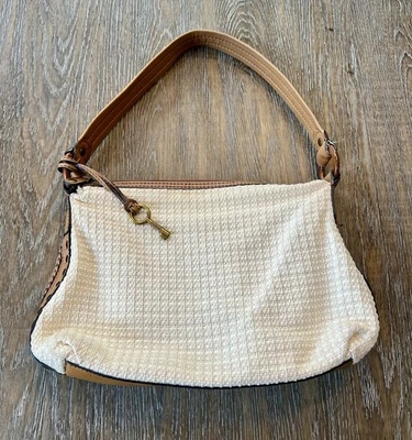 Bolso clásico Fossil 1954 de colección tamaño mediano 9”x13” cremallera superior color crema Foto 1 de 4