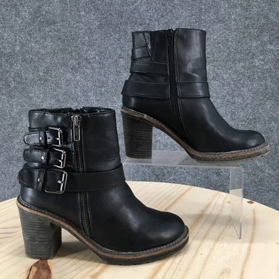 Botas de Montaña Blancas para Mujer 6.5 M Jojo Botín Negro Imitación Cuero Tobillo Bloque Foto 1 de 4