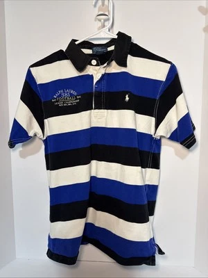 Polo Ralph Lauren Niños Talla 14-16 VIBRANTE Azul/Negro/Blanco Rayas Foto 1 de 4