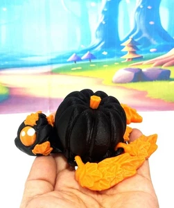 Articulated Pumpkin Turtle 4.5" 3D Printed Fantasy Halloween Fall Decor Toy - Picture 1 of 10