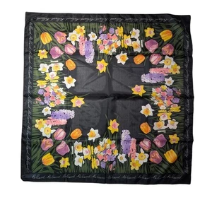 Kemtrade Holland Blumen Schal schwarz Tulpe Narzisse quadratischer Hals Kerchuch - Bild 1 von 7