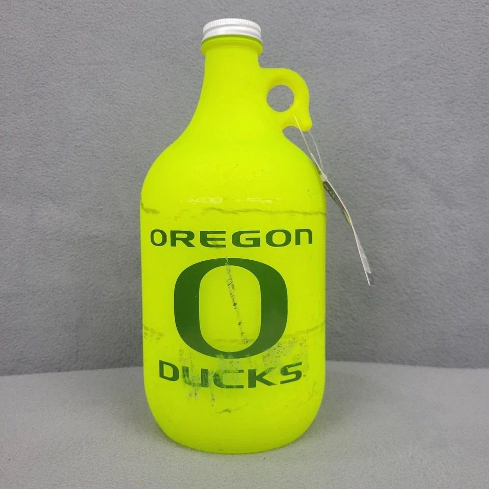 Jarra de fútbol americano Oregon Ducks Growler amarillo neón esmerilado NCAA 64 oz hecha en EE. UU. Foto 1 de 4